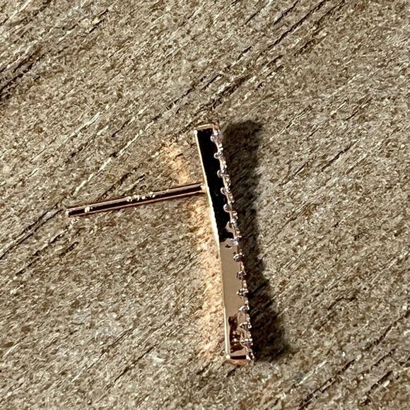 Sterling Silver Earrings Rose Gold Plated 925 Posts Cubic Zirconia Climber Studs - Picture 9 of 13